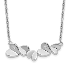 White Ice Sterling Silver Rhodium-plated 18 Inch Diamond Heart Bar Necklace