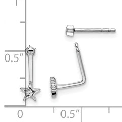 White Ice Sterling Silver Rhodium-plated Diamond Stars Front and Back Earrings