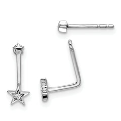 White Ice Sterling Silver Rhodium-plated Diamond Stars Front and Back Earrings