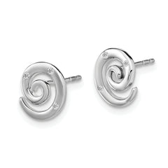White Ice Sterling Silver Rhodium-plated Diamond Swirl Post Earrings