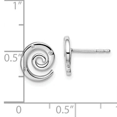 White Ice Sterling Silver Rhodium-plated Diamond Swirl Post Earrings