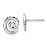 White Ice Sterling Silver Rhodium-plated Diamond Swirl Post Earrings
