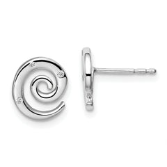 White Ice Sterling Silver Rhodium-plated Diamond Swirl Post Earrings