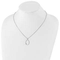 White Ice Sterling Silver Rhodium-plated 18 Inch Diamond Open Oval Necklace with 2 Inch Extender