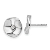White Ice Sterling Silver Rhodium-plated Diamond Wavy Disk Post Earrings