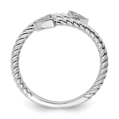 White Ice Sterling Silver Rhodium-plated Diamond Arrow Ring