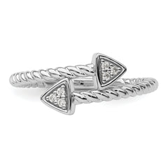 White Ice Sterling Silver Rhodium-plated Diamond Arrow Ring