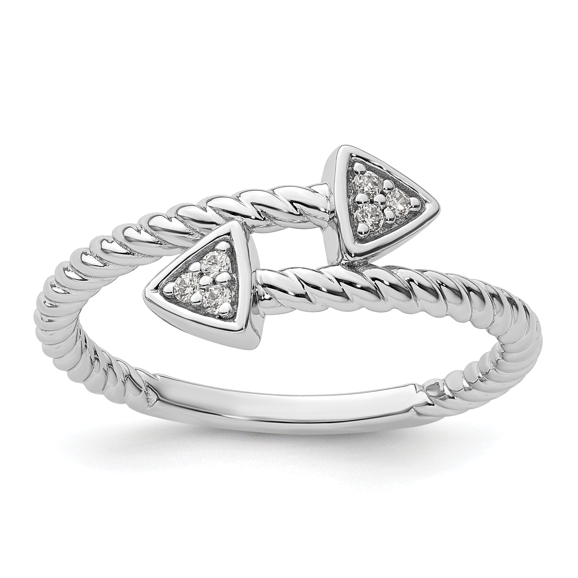 White Ice Sterling Silver Rhodium-plated Diamond Arrow Ring