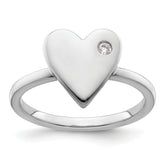 White Ice Sterling Silver Rhodium-plated Diamond Heart Ring