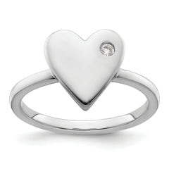 White Ice Sterling Silver Rhodium-plated Diamond Heart Ring