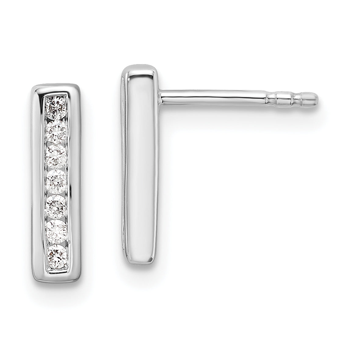 White Ice Sterling Silver Rhodium-plated Diamond Vertical Post Earrings