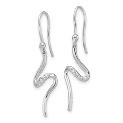 White Ice Sterling Silver Rhodium-plated Diamond Shepherd Hook Dangle Earrings