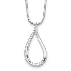 White Ice Sterling Silver Rhodium-Rhodium-Plated Diamond Teardrop 18 inch Necklace plus 2 inch Extender