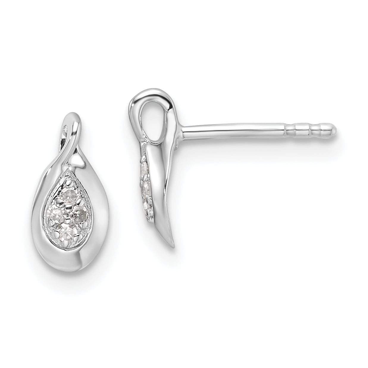White Ice Sterling Silver Rhodium-plated Diamond Post Earrings