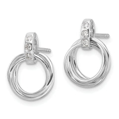 White Ice Sterling Silver Rhodium-plated Diamond Three Ring Post Earrings