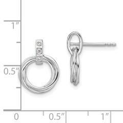White Ice Sterling Silver Rhodium-plated Diamond Three Ring Post Earrings
