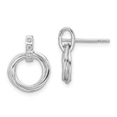 White Ice Sterling Silver Rhodium-plated Diamond Three Ring Post Earrings