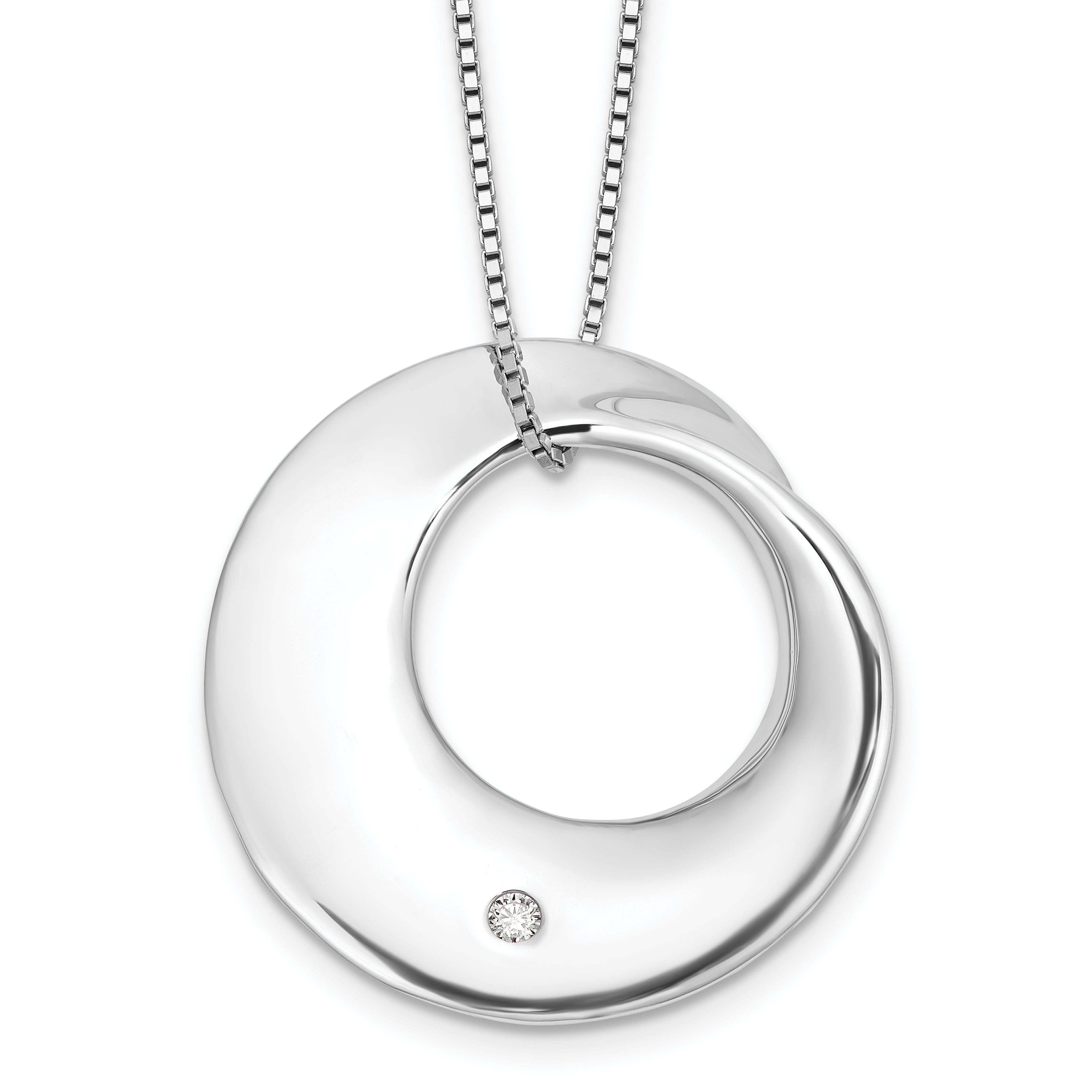 White Ice Sterling Silver Rhodium-Rhodium-Plated 18 inch Diamond Circle Necklace plus 2 inch Extender