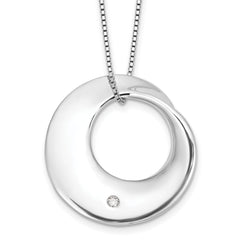 White Ice Sterling Silver Rhodium-Rhodium-Plated 18 inch Diamond Circle Necklace plus 2 inch Extender