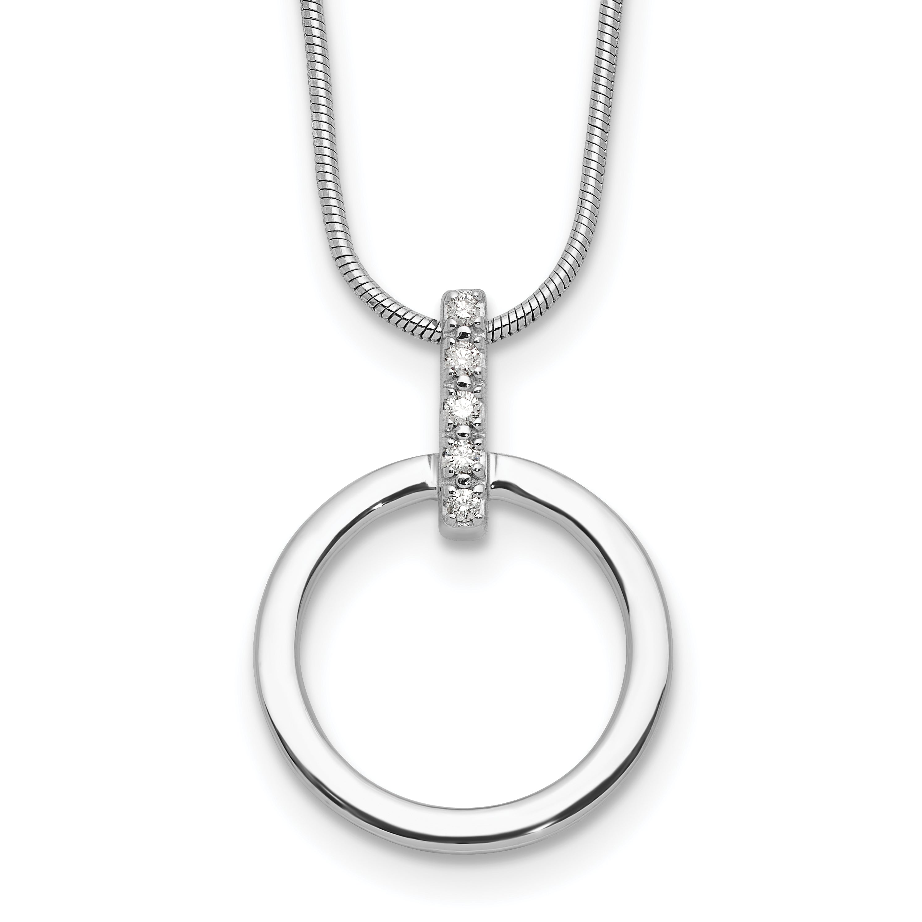 White Ice Sterling Silver Rhodium-Rhodium-Plated Diamond Open Circle 18inch Necklace plus 2 inch Extender