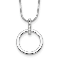 White Ice Sterling Silver Rhodium-Rhodium-Plated Diamond Open Circle 18inch Necklace plus 2 inch Extender