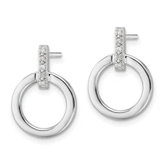 White Ice Sterling Silver Rhodium-plated Diamond Open Circle Post Earrings