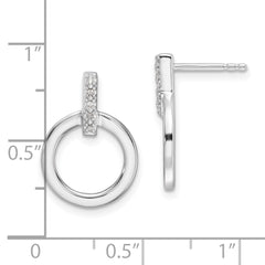 White Ice Sterling Silver Rhodium-plated Diamond Open Circle Post Earrings