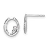 White Ice Sterling Silver Rhodium-plated Diamond Oval Post Earrings