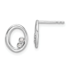 White Ice Sterling Silver Rhodium-plated Diamond Oval Post Earrings