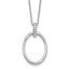 White Ice Sterling Silver Rhodium-Rhodium-Plated 18 inch Diamond Oval Necklace plus 2 in Extender