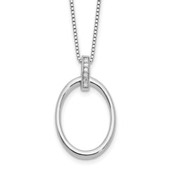 White Ice Sterling Silver Rhodium-Rhodium-Plated 18 inch Diamond Oval Necklace plus 2 in Extender