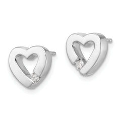 White Ice Sterling Silver Rhodium-plated Diamond Open Heart Post Earrings