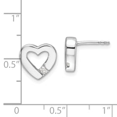 White Ice Sterling Silver Rhodium-plated Diamond Open Heart Post Earrings