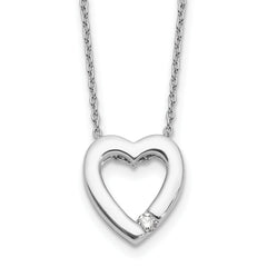 White Ice Sterling Silver Rhodium-Rhodium-Plated Diamond Open Heart 18 inch Necklace plus 2 inch Extender