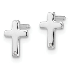 White Ice Sterling Silver Rhodium-plated Diamond Cross Post Earrings