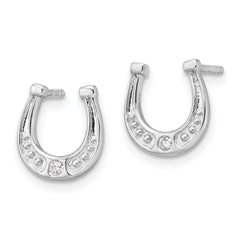 White Ice Sterling Silver Rhodium-plated Diamond Horseshoe Post Earrings