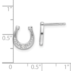 White Ice Sterling Silver Rhodium-plated Diamond Horseshoe Post Earrings