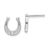 White Ice Sterling Silver Rhodium-plated Diamond Horseshoe Post Earrings