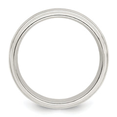 Sterling Silver 6mm Polished Domed with Grooved Beveled Edge Fancy Band Size 13.5