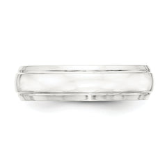 Sterling Silver 6mm Polished Domed with Grooved Beveled Edge Fancy Band Size 13.5