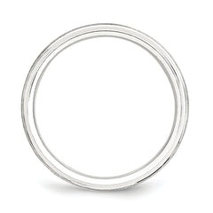 Sterling Silver 6mm Brushed Domed with Grooved Beveled Edge Fancy Band Size 13.5