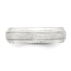 Sterling Silver 6mm Brushed Domed with Grooved Beveled Edge Fancy Band Size 13.5