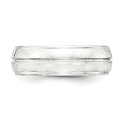 Sterling Silver 7mm Polished Domed Grooved Fancy Band Size 13.5
