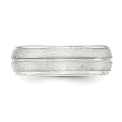 Sterling Silver 7mm Brushed Domed Grooved Fancy Band Size 13.5