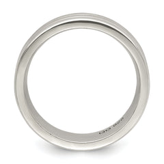 Sterling Silver 6mm Polished Flat Grooved Fancy Band Size 13.5