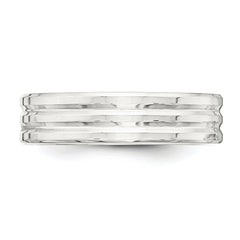 Sterling Silver 6mm Polished Flat Grooved Fancy Band Size 13.5