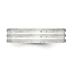 Sterling Silver 6mm Brushed Flat Grooved Fancy Band Size 13.5