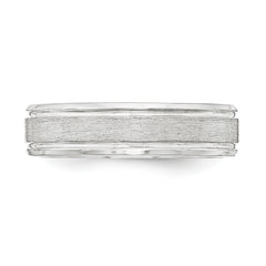 Sterling Silver 6mm Brushed Flat Grooved Beveled Edge Fancy Band Size 13.5