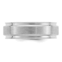 Sterling Silver Rhodium-plated 6mm Brushed Fancy Band Size 13.5