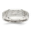 Sterling Silver 6mm Polished Flat Greek Key Design Beveled Edge Fancy Band - Sophia Jewelers